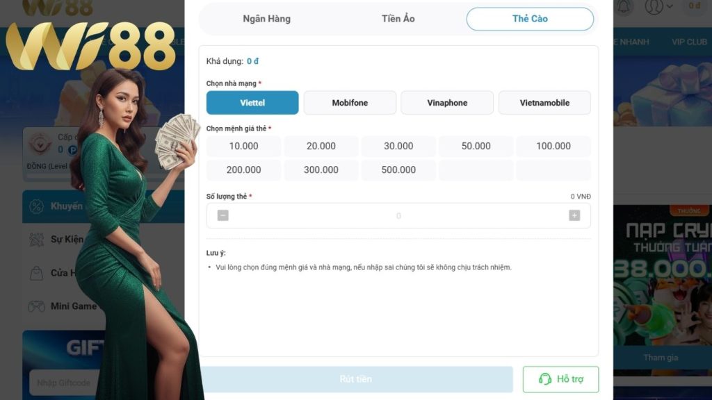 Những kênh rút tiền WI88 đang hỗ trợ